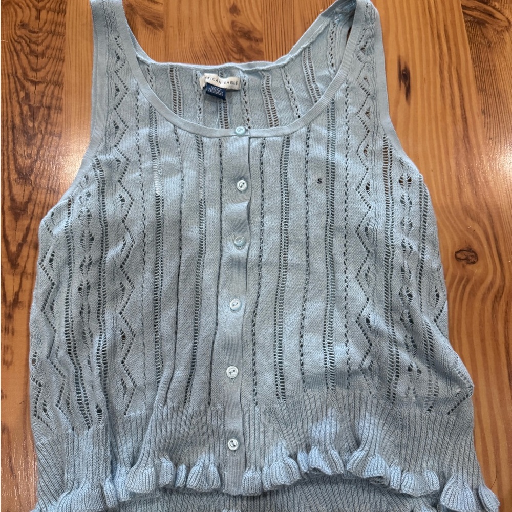 American Eagle Outfitters Light Blue Knit Tank Top